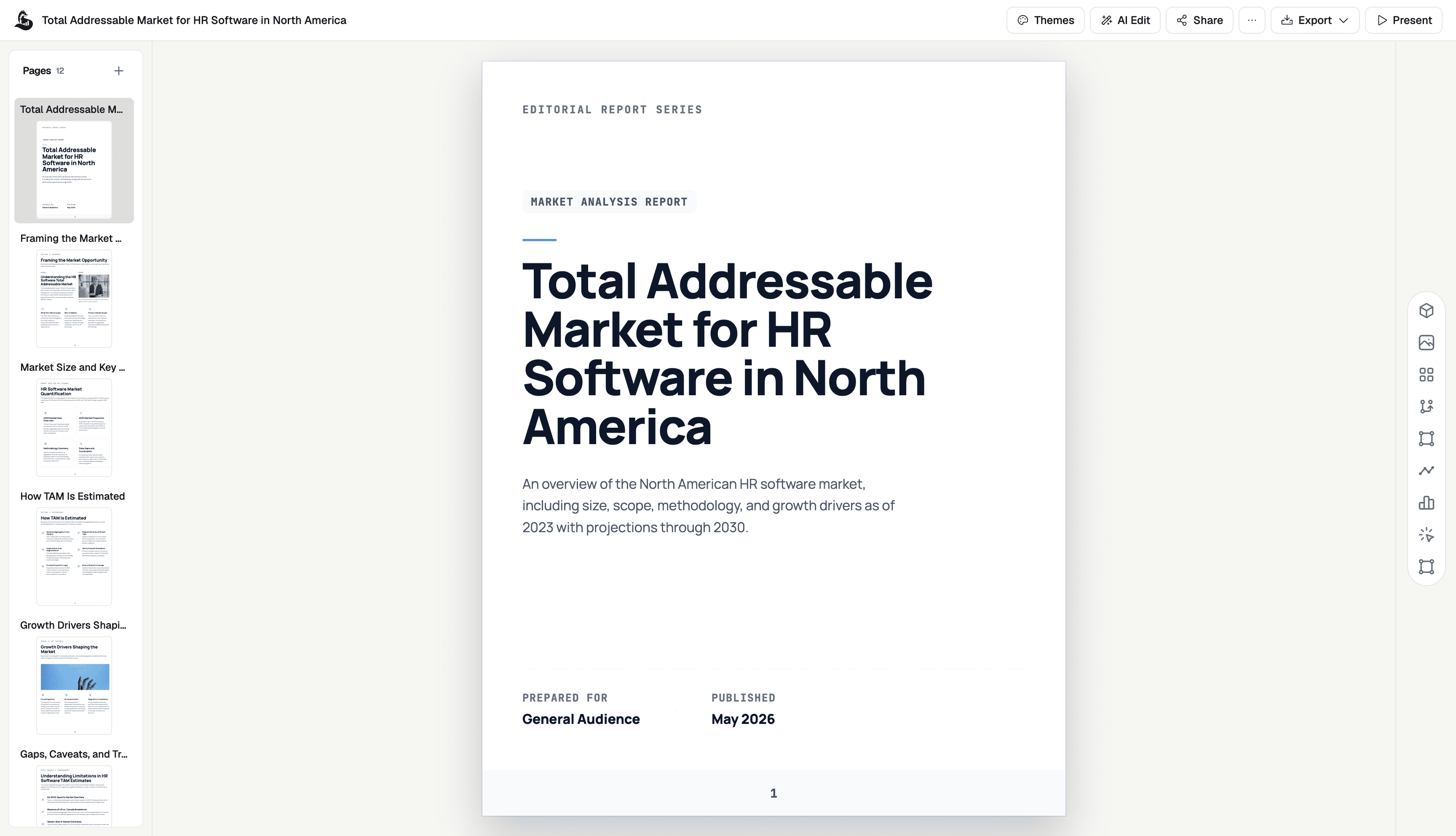 AI document editor with generated content