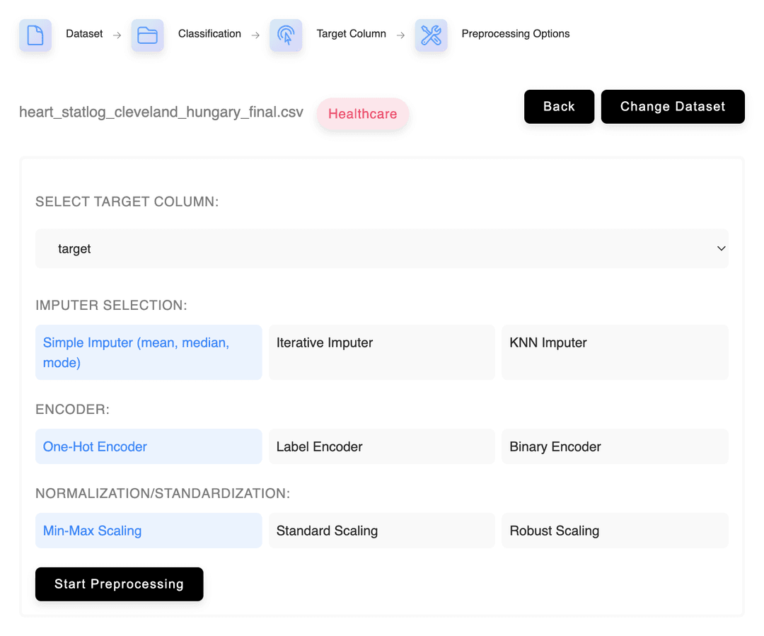 Preprocessing Workflow Screenshot