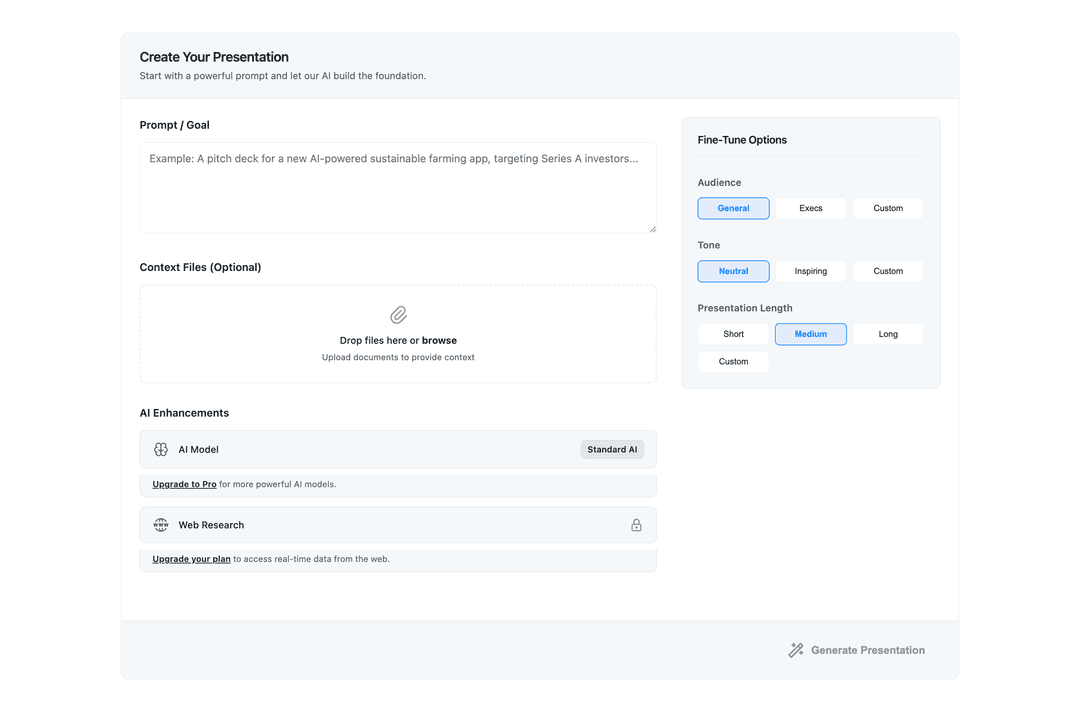 AI analyzing a document to create a presentation.