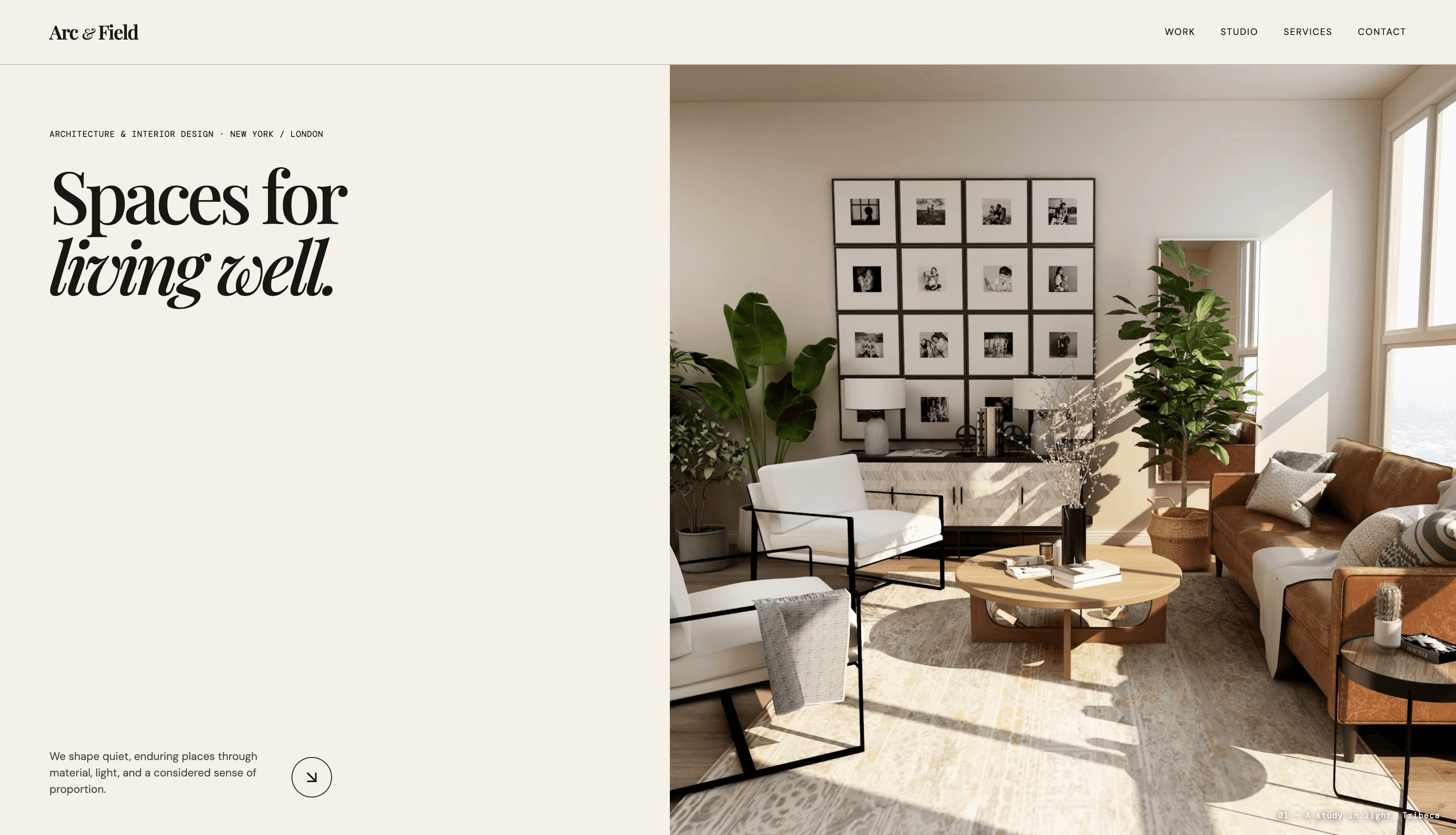 A polished architecture studio website created with ML Clever