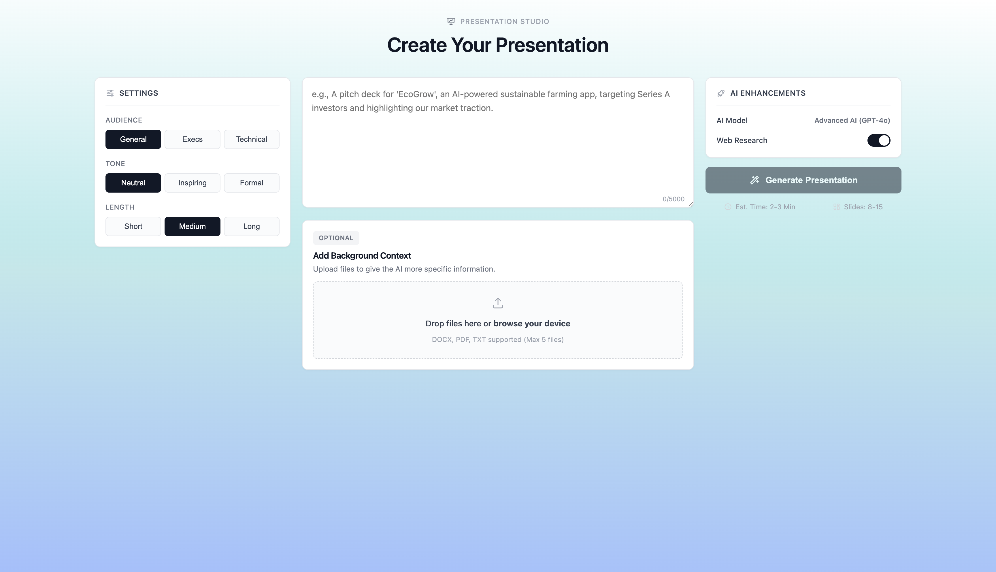 ML Clever Presentation Interface