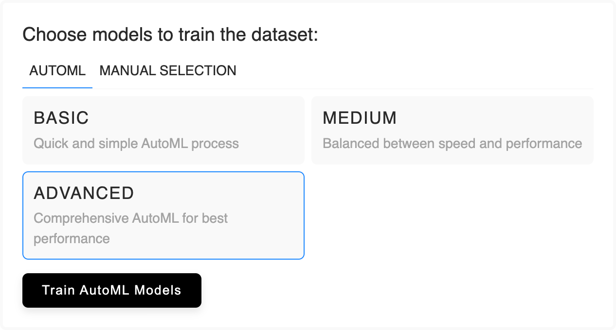AutoML Training Interface