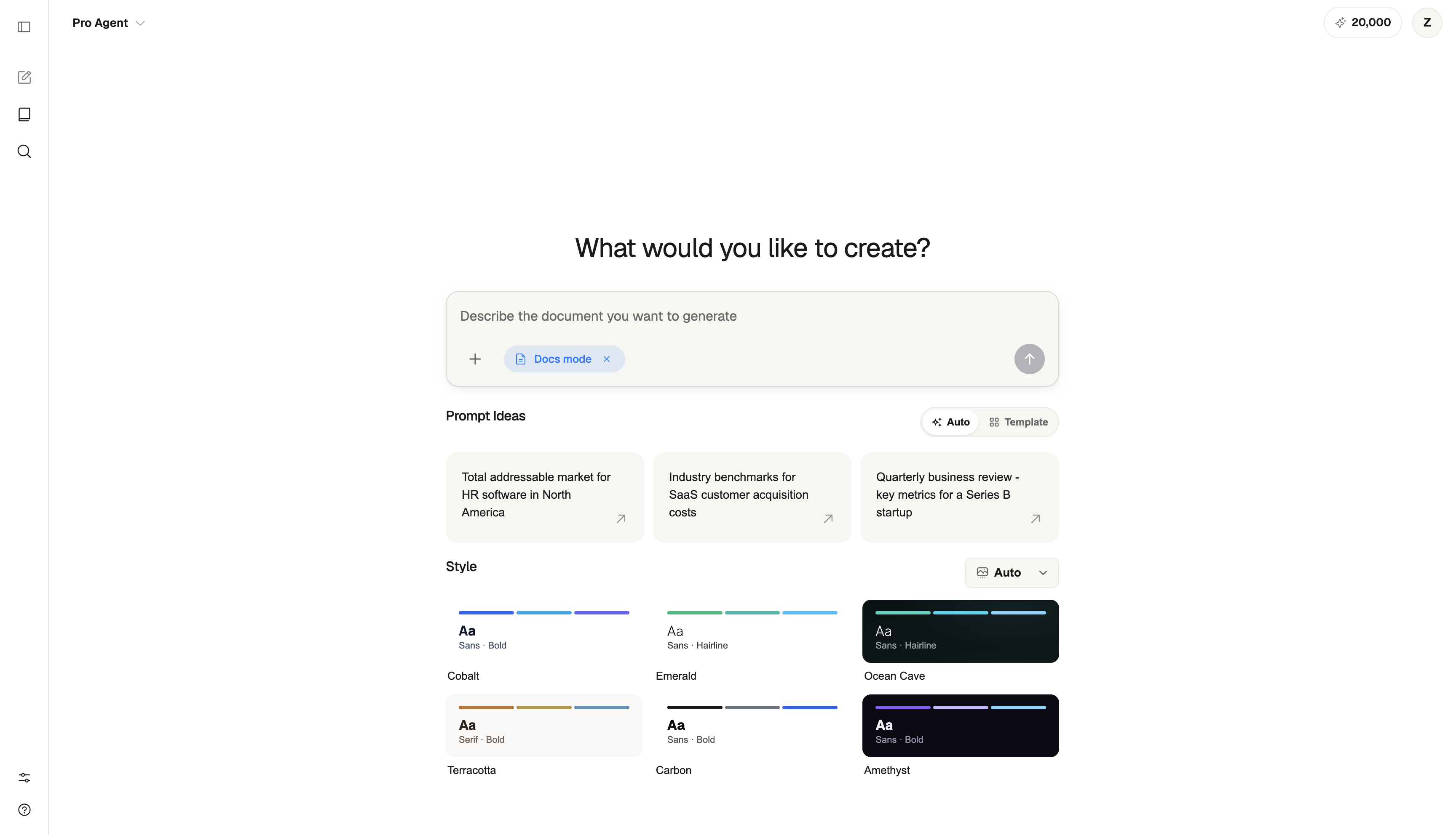 Starting an AI document from a prompt in ML Clever
